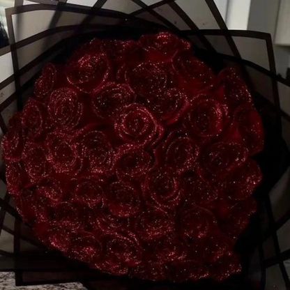 Sparkling Artificial Roses with Glitter Finish for Weddings, Birthdays & Valentine's Day Décor