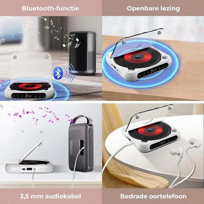 Rechargeable Disc Player with Bluetooth 5.3 Wireless Audio for Home Travel Study Music MP3 CD-R Support 3.5mm Headphone Jack USB-C Charging