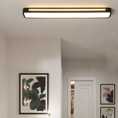 Low-Profile LED Flush Mount Ceiling Light 19 in Black White Acrylic for Bedroom Hallway Living Room Modern Hardwired Fixture