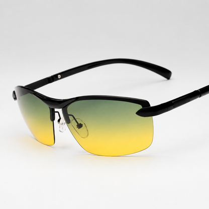 Lightweight Polarized Driving Sunglasses with UV400 Protection – Semi-Rimless Alloy Design for Men & Women