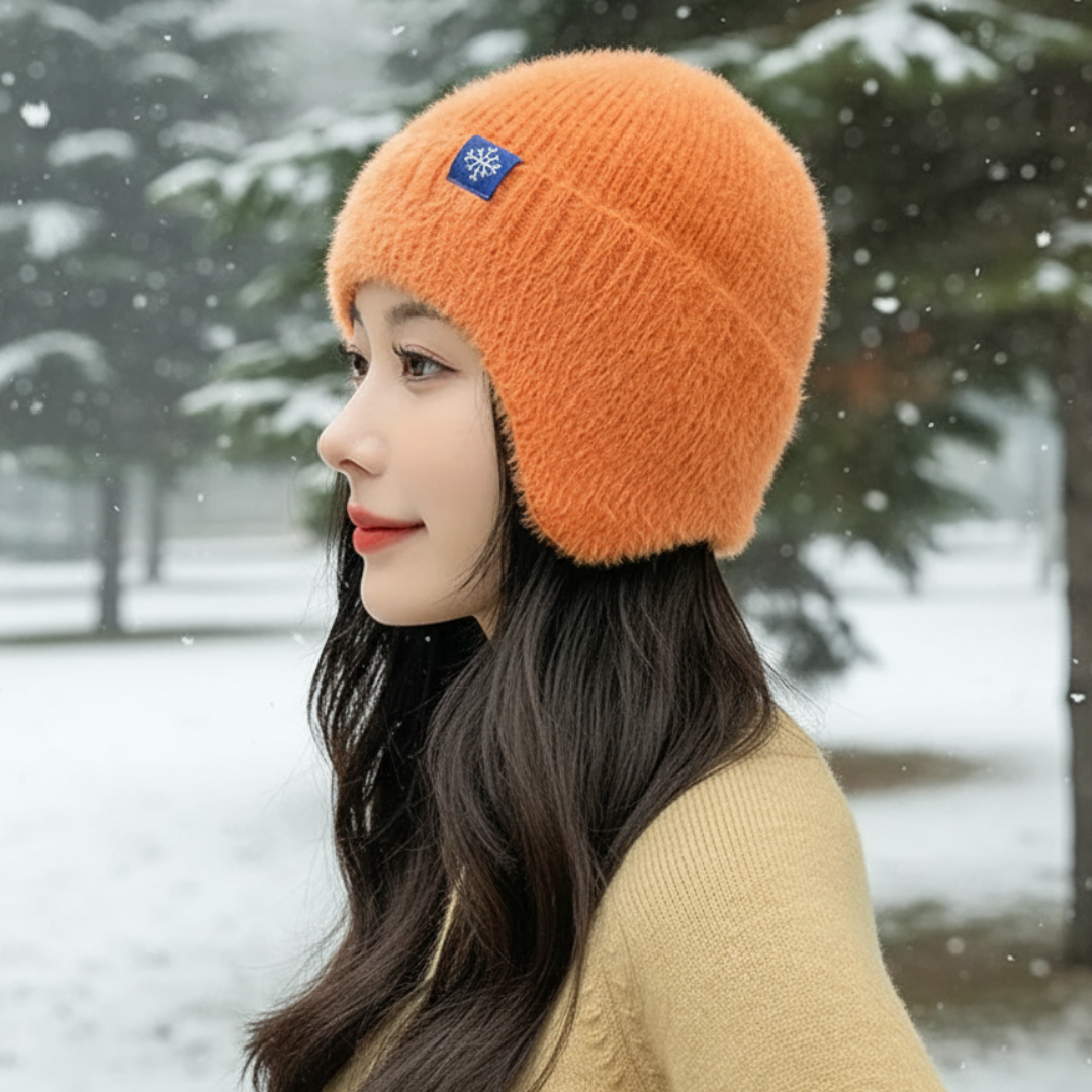 Knit Beanie with Ear Flaps for Women – Soft Fleece-Lined Winter Hat for Cold Weather, Outdoor Activities & Daily Wear