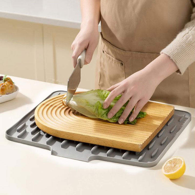 Silicone Counter Protector Mat 16x13 Inch Heat Safe Dish Draining Pad with Raised Channels Non-Stick Drying Surface for Sink Kitchen Counter