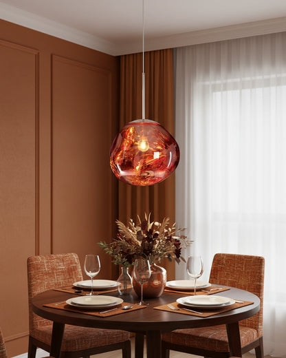 Hanging Dome Shade with Reflective Finish – Adjustable Drop Fixture for Kitchen Island, Dining Room, Bedroom – Metal Construction with E26 S