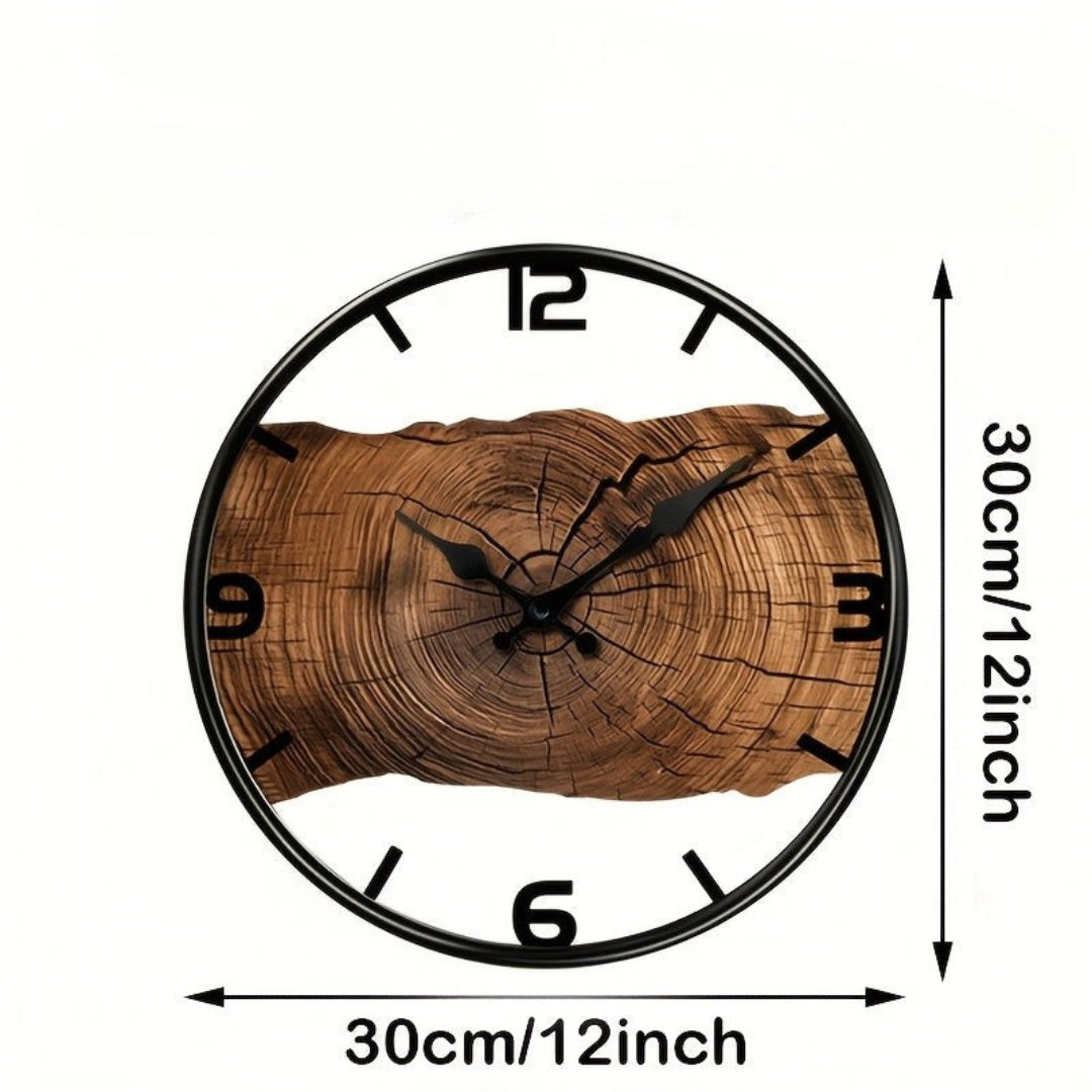 Rustic Carved Wood Wall Clock Silent Sweep Movement for Living Room & Bedroom Decor