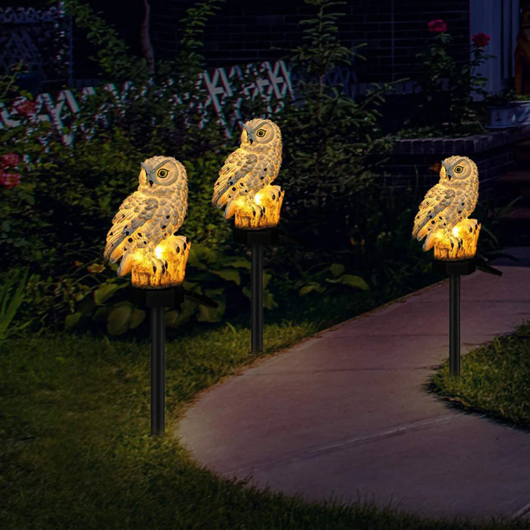 Solar Owl Stake Light for Walkways, Yard & Garden with Automatic Dusk Sensor – Cordless LED Ground Lamp for Outdoor Pathway Lighting