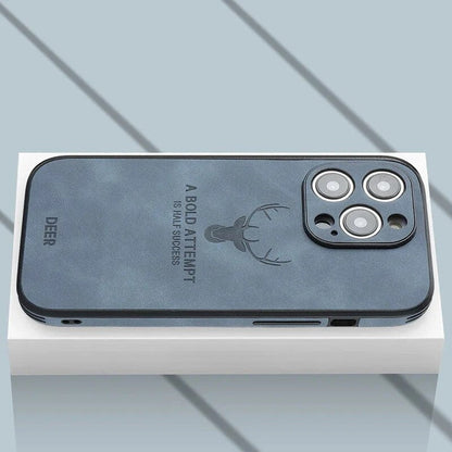 Genuine Suede iPhone Case with Camera Protection & Shock-Absorbing Silicone Liner for iPhone 12-17