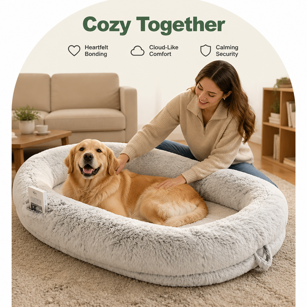 Ortekor Orthopedic & Washable Faux Fur Human Dog Bed (Detachable Cover)
