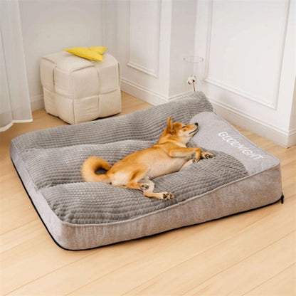 Plush Bolster Pet Lounger with Supportive Rim for Medium to Large Dogs – Cushioned Sleeping Pad in Brown – Removable Washable Cover – 31 × 2