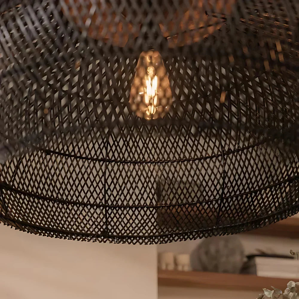 Woven Wicker Ceiling Light 20 in Natural Fiber Shade for Kitchen Island Dining Room Overhead Boho Farmhouse Organic Texture Rope Hanging Fix