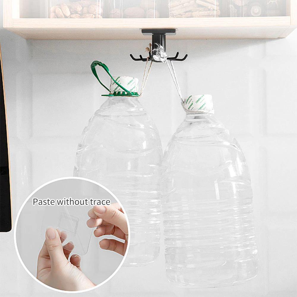 Under-Counter Rotating Kitchen Utensil Storage 6-Hook Organizer