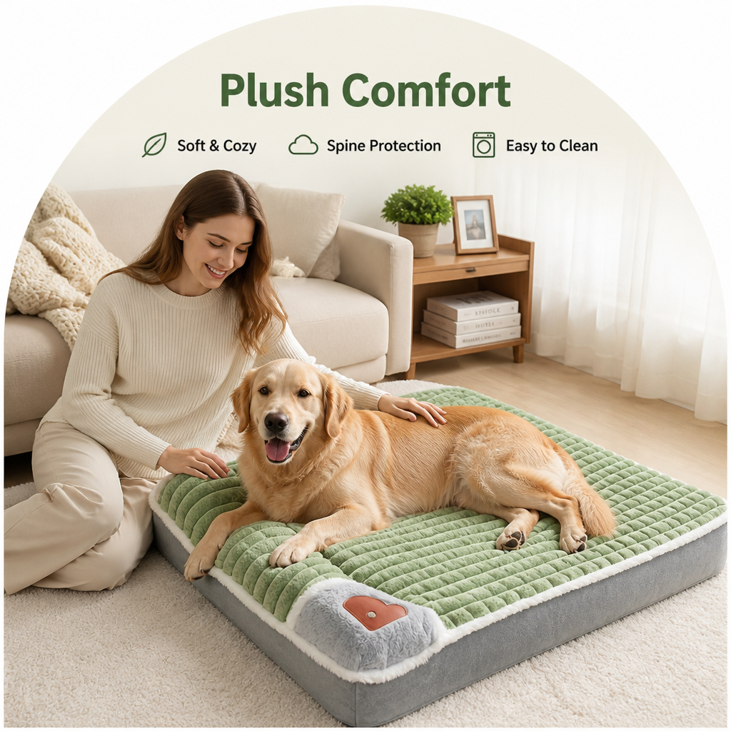 Ortekor Four-Season Plush & Washable Dog Sleeping Mat (Removable Floor Mat)