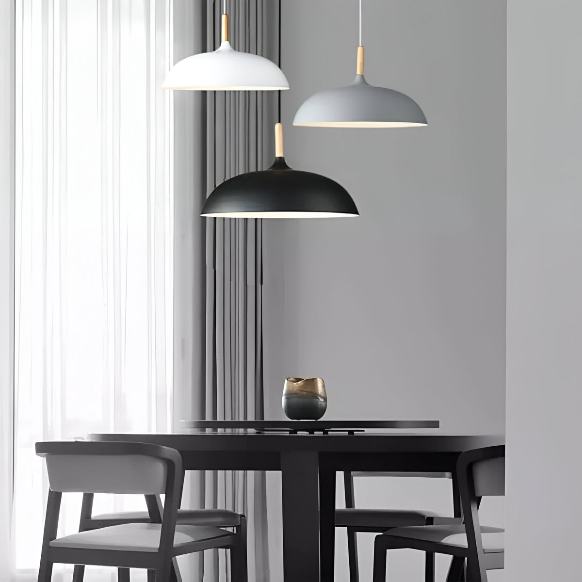 Wood and Iron Drop Light 14-24 Inches Diameter for Kitchen Island Dining Table Modern Minimalist Fixture E27 Socket Cord Height Adjustable