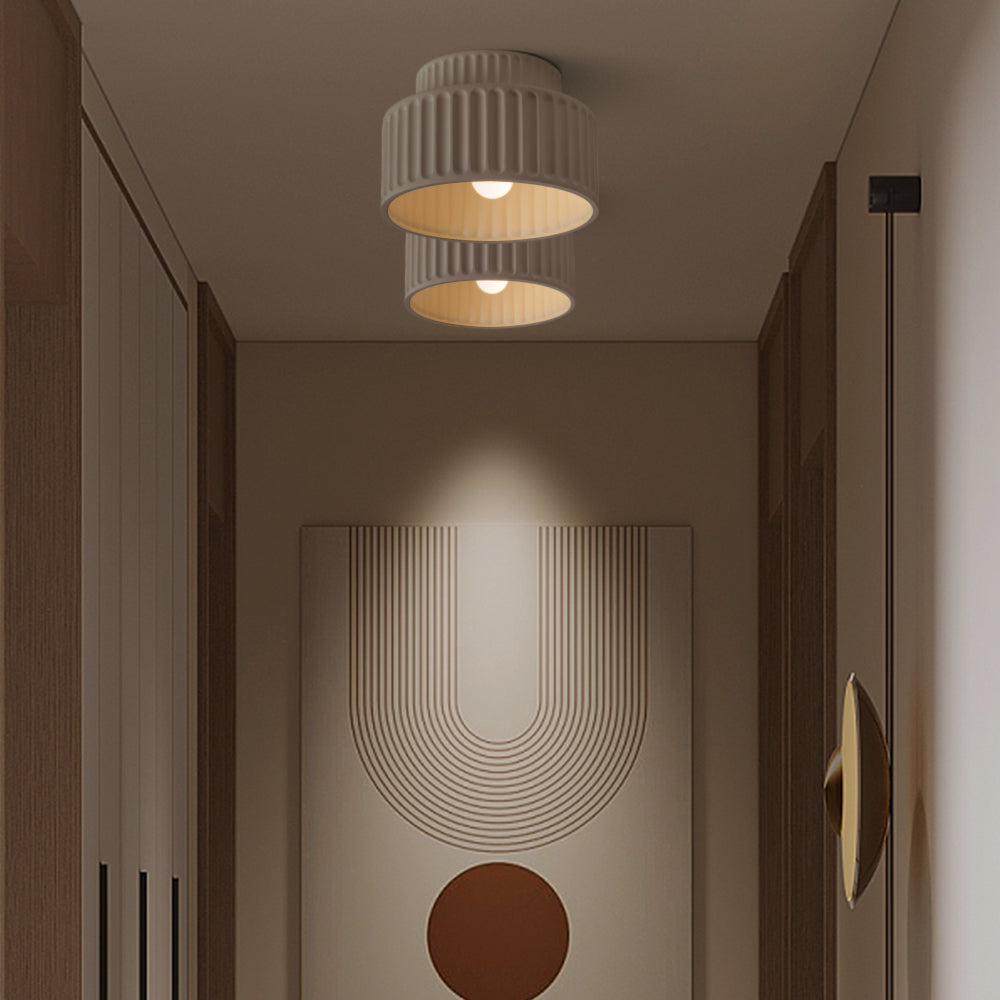 Flush Mount Resin Ceiling Light 10 in White for Low Ceilings Kitchen Hallway Bedroom Dining Room Compact Overhead Fixture E26 Socket