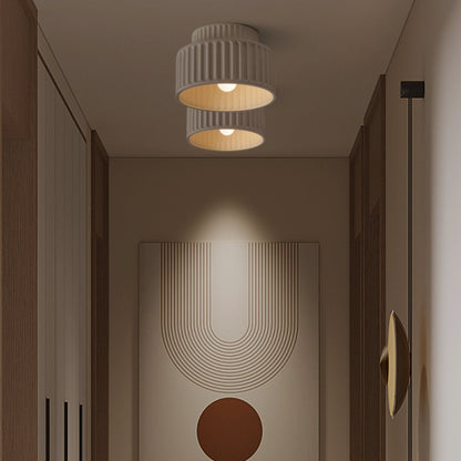 Flush Mount Resin Ceiling Light 10 in White for Low Ceilings Kitchen Hallway Bedroom Dining Room Compact Overhead Fixture E26 Socket