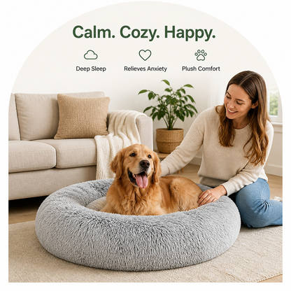 Ortekor Calming Plush Donut Dog Bed