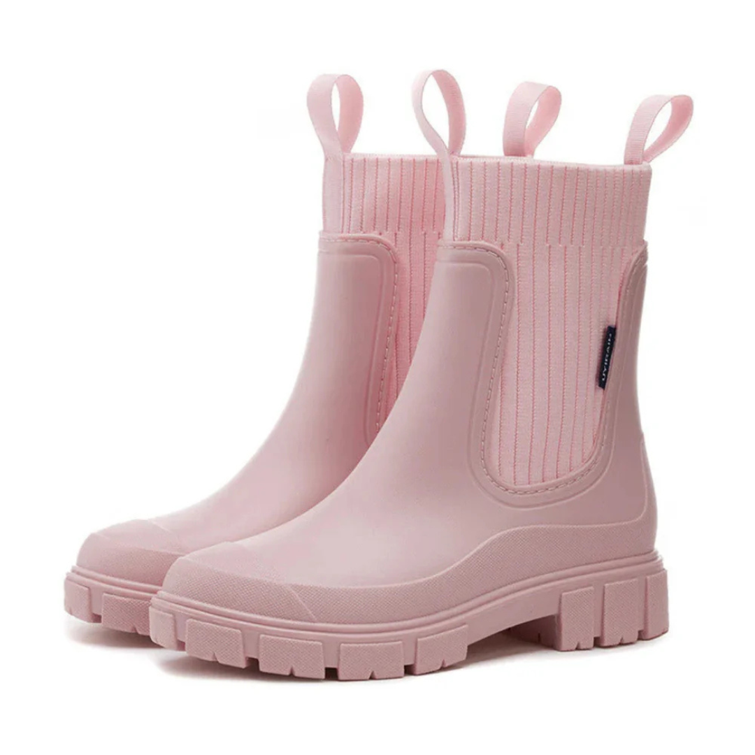 Women's Waterproof Ankle Rain Boots with Non-Slip Sole – Chelsea Pull-On Short Booties for Wet Weather, Urban Commute & Outdoor
