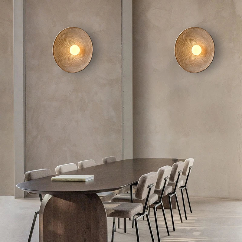 Round Glass Resin Wall Sconce White LED Fixture Bedroom Hallway Living Room Soft Glow Minimalist Mount Ambient Light for Home