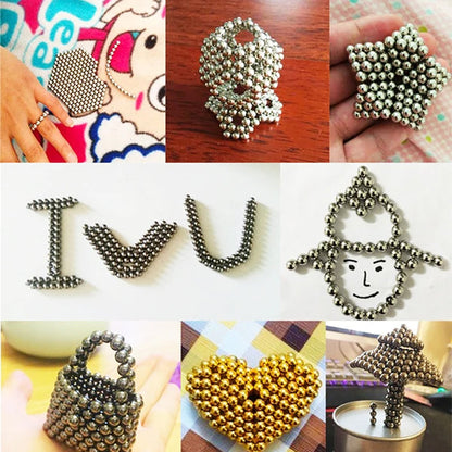 Magnetic Desk Spheres Stress Relief Fidget Set with 216 Mini Building Balls for Creative Puzzle Play Adults Kids STEM Toy