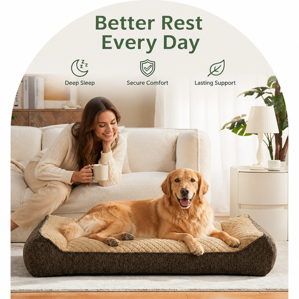 Ortekor Orthopedic Memory Foam Dog Bed (Machine-Washable Cover)