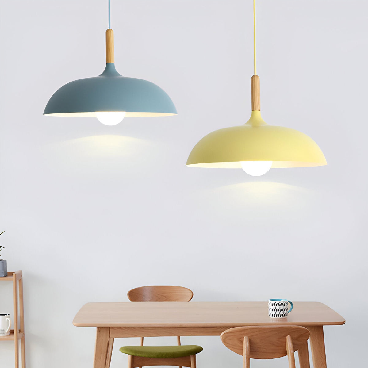 Wood and Iron Drop Light 14-24 Inches Diameter for Kitchen Island Dining Table Modern Minimalist Fixture E27 Socket Cord Height Adjustable