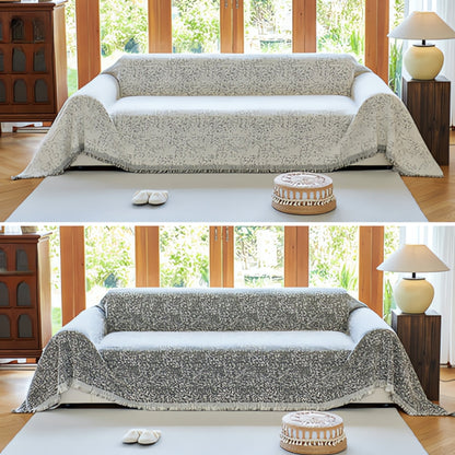 Reversible Sofa Throw Blanket - Speckled Cotton Blend - Boho Farmhouse Style Furniture Protector for Couch, Loveseat & Armchair