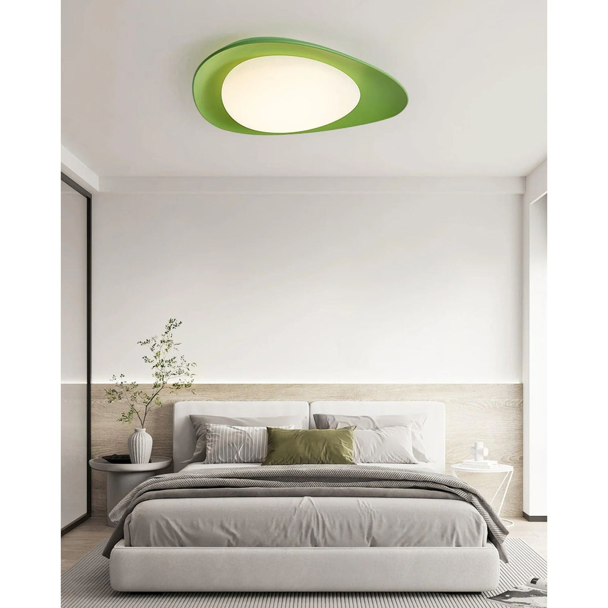 Flush Mount Ceiling Light Botanical Leaf Design Green 16 Inch Adjustable LED for Bedroom Kitchen Dining Room Natural Decor