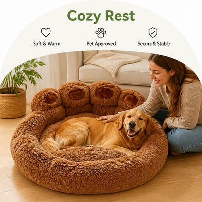Ortekor Bear Paw Plush & Non-Slip Dog Bed