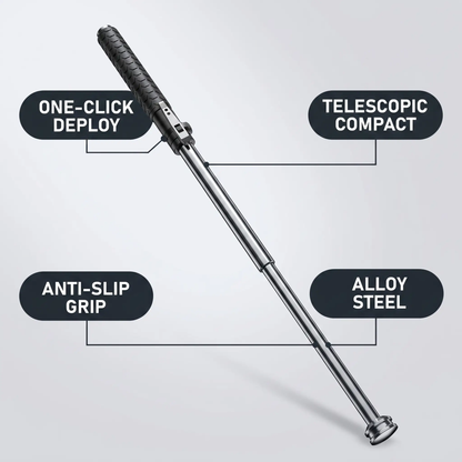 Telescoping Support Cane Spring Deploy Mechanism Rubber Handle Hiking Urban Trail Walking Aid Stability Pole Portable Collapsible Mobility S