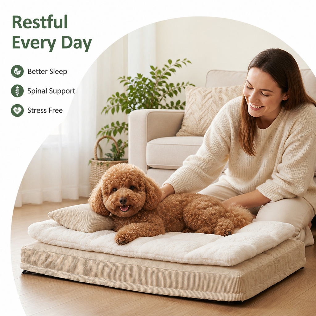 Ortekor Ergonomic Spinal Support & Removable Pillow Dog Bed