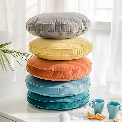 Luxevel Round Cushion - Velvet, Plush Comfort, Hidden Zipper