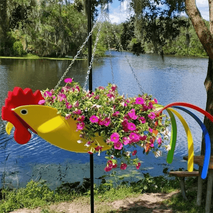 FeatherBloom – Colorful Hanging Planter – Decorative Garden Accent
