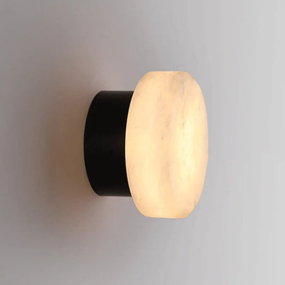 Natural Marble Wall Sconce with Glass Shade – Scandinavian LED Accent Light for Bedroom, Hallway & Living Room