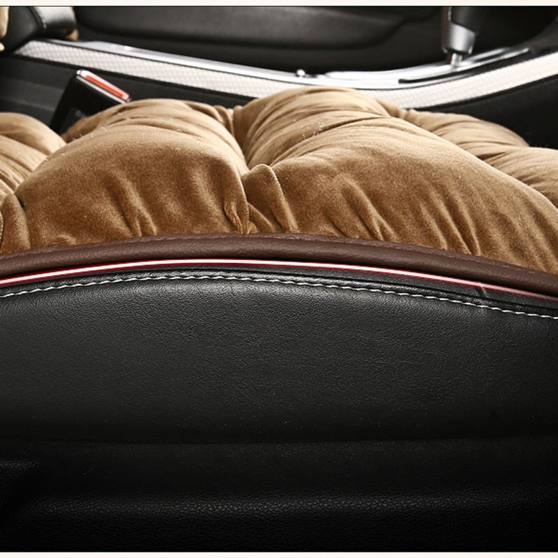 Plush Quilted Auto Seat Protector Pad with Headrest Cover Gray Beige Coffee Black for Front Bucket Seats SUV Truck