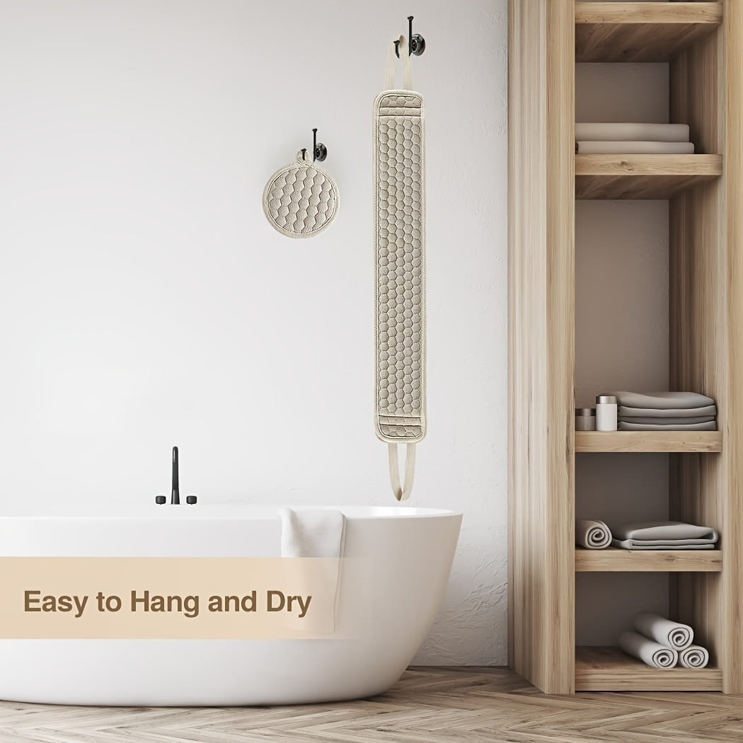 Back Scrubber with Textured Honeycomb Exfoliating Surface for Shower & Bath
