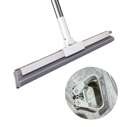 Dual-Action Floor Squeegee with Rubber Edge & Soft Bristles for Pet Hair Removal