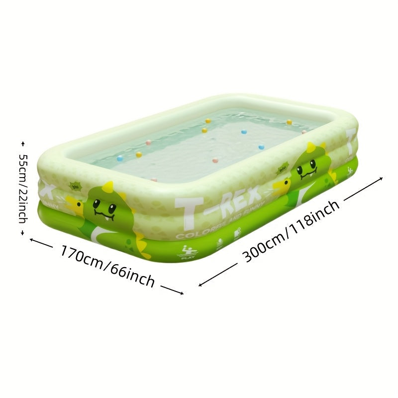 Inflatable Kiddie Pool with Dinosaur Theme for Backyard Water Play – Durable PVC Construction Family-Size Wading Pool