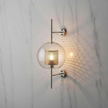 Glass Wall Sconce Light Fixture Gold Chrome Finish for Bathroom Bedroom Living Room Entryway Hallway Modern Minimalist Lighting