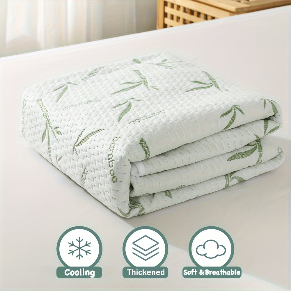 Bamboo Fiber Bed Topper with Deep Pocket Fit Ventilated Jersey Knit Layer for Temperature Control Twin Full Queen King All Season Sleep Surf