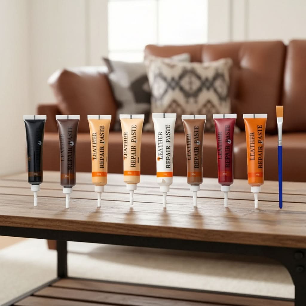 Leather & Vinyl Repair Kit for Couches, Car Interiors & Upholstery – 12 Color Options for Furniture Touch-Ups