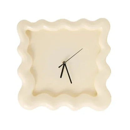 Sculptural Round Clock 12 Inch White Curved Frame Modern Timepiece for Bedroom Office Kitchen Hallway Scandinavian Style Home Accent
