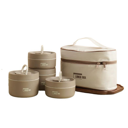 Stainless Steel Insulated Lunch Box Set with Leak-Proof Silicone Seals | Stackable Food Containers with Insulated Carry Bag for Work