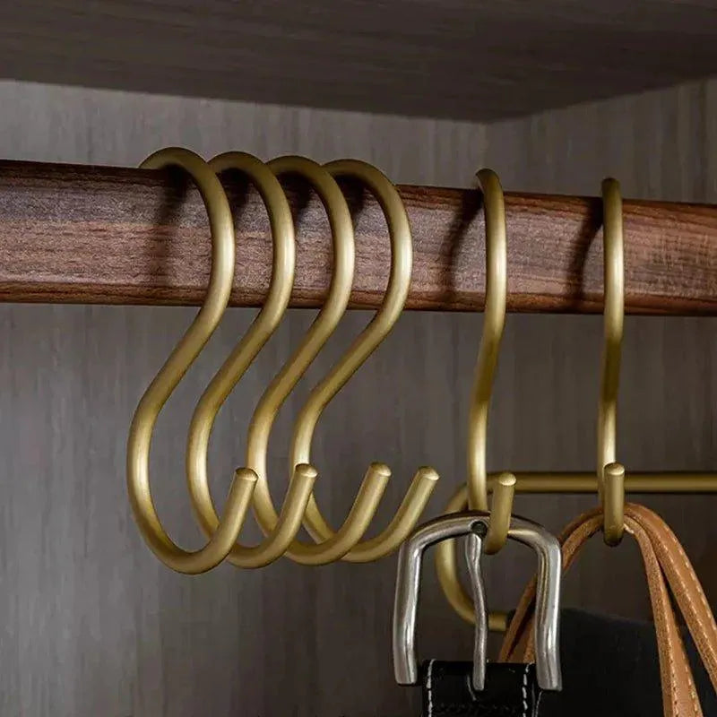 Metal S-Hook Closet Organizers – Space-Saving Hangers for Clothes, Scarves & Accessories – 5-Pack Rust-Resistant Wardrobe Hooks