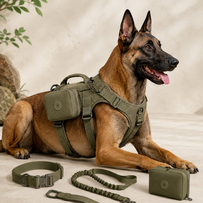 Ortekor 5-Piece Tactical Dog Harness Set for Hiking & Training - Better Control for Strong Dogs