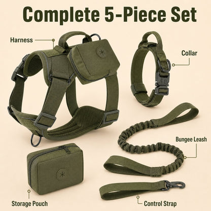 Ortekor 5-Piece Tactical Dog Harness Set for Hiking & Training - Better Control for Strong Dogs