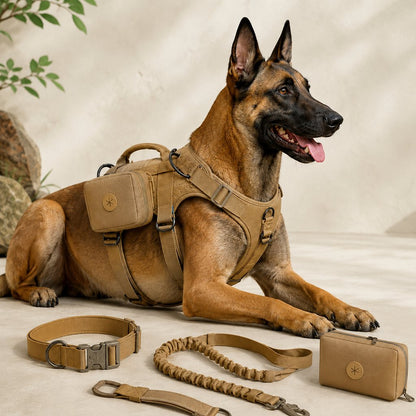 Ortekor 5-Piece Tactical Dog Harness Set for Hiking & Training - Better Control for Strong Dogs
