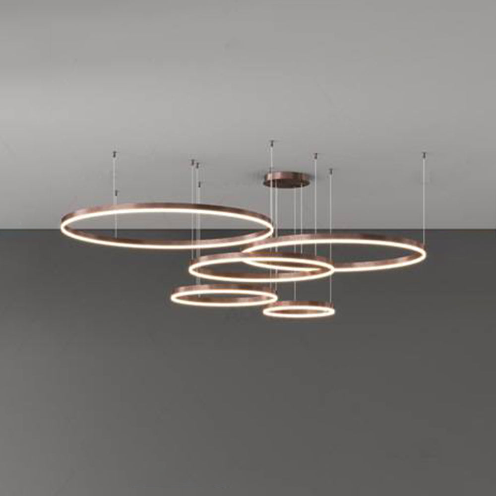 Tiered Ring Pendant Light Modern Metal Circular Chandelier for Dining Room Living Room Bedroom Kitchen Island Adjustable Height LED