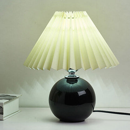 Ceramic Accent Lamp with Fabric Shade 11x9.5 in E26 Socket for Nightstand Desk Study Room Reading Light Modern Home Decor