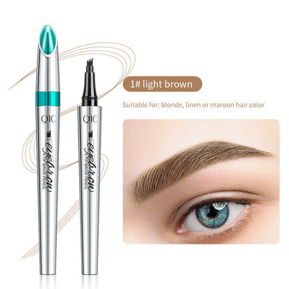 Four-Tip Brow Pen with Hair-Stroke Applicator for Natural Eyebrow Filling | Waterproof Long-Wear Makeup Tool