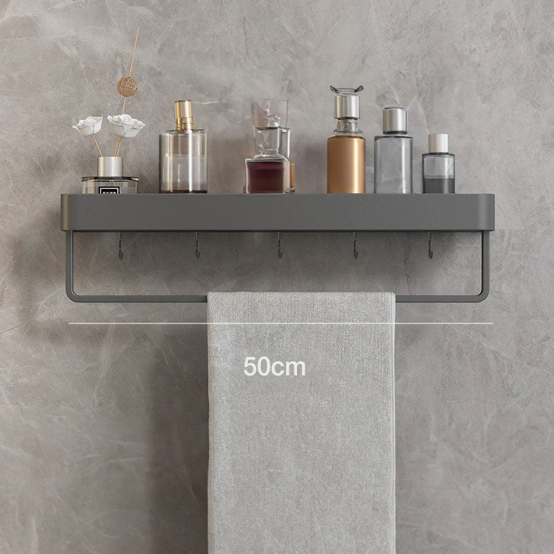 Metal Bathroom Organizer Shelf Gray 12-Inch Shower Caddy Wall-Mount Storage Rack for Shampoo Toiletries & Towels Space-Saving Modern Design