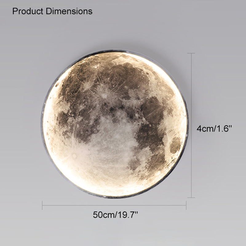 LED Moon Wall Sconce Dimmable Remote Control Light 9.4 Inch Diameter PVC Fixture for Bedroom Living Room Hallway Accent Lighting Three Color